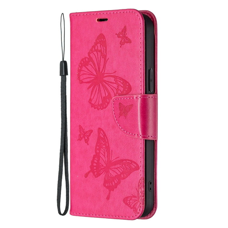 For Samsung Galaxy S25+ 5G Embossing Two Butterflies Pattern Leather Phone Case(Rose Red) - Galaxy S25+ 5G Cases by PMC Jewellery | Online Shopping South Africa | PMC Jewellery | Buy Now Pay Later Mobicred