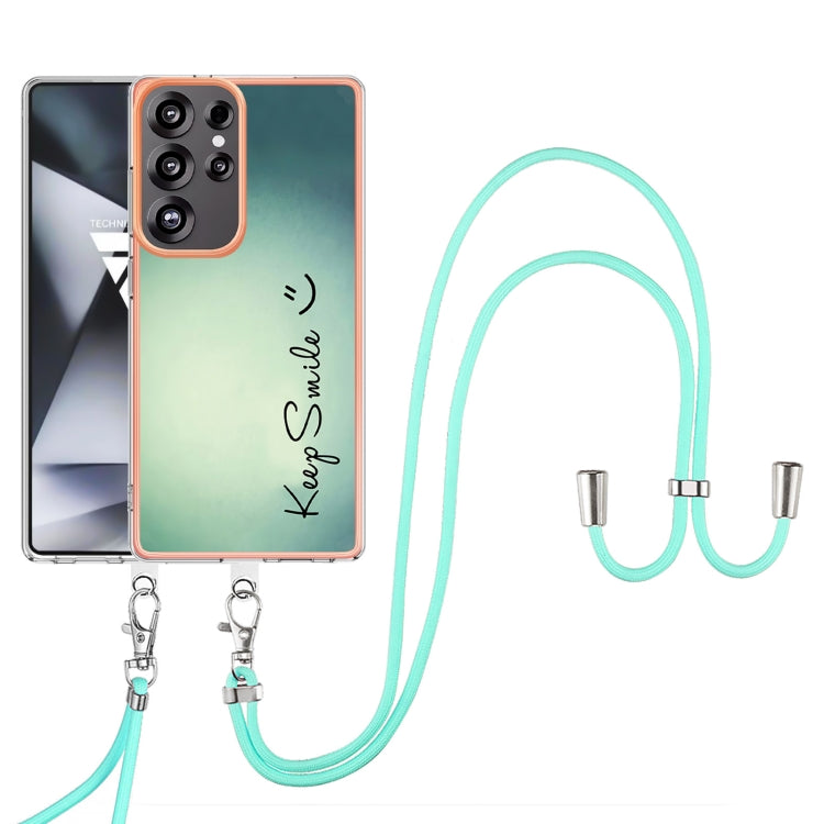 For Samsung Galaxy S25 Ultra 5G Electroplating Dual-side IMD Phone Case with Lanyard(Smile) - Galaxy S25 Ultra 5G Cases by PMC Jewellery | Online Shopping South Africa | PMC Jewellery | Buy Now Pay Later Mobicred