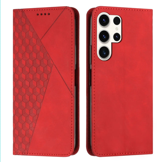 For Samsung Galaxy S25 Ultra 5G Diamond Splicing Skin Feel Magnetic Leather Phone Case(Red) - Galaxy S25 Ultra 5G Cases by PMC Jewellery | Online Shopping South Africa | PMC Jewellery | Buy Now Pay Later Mobicred