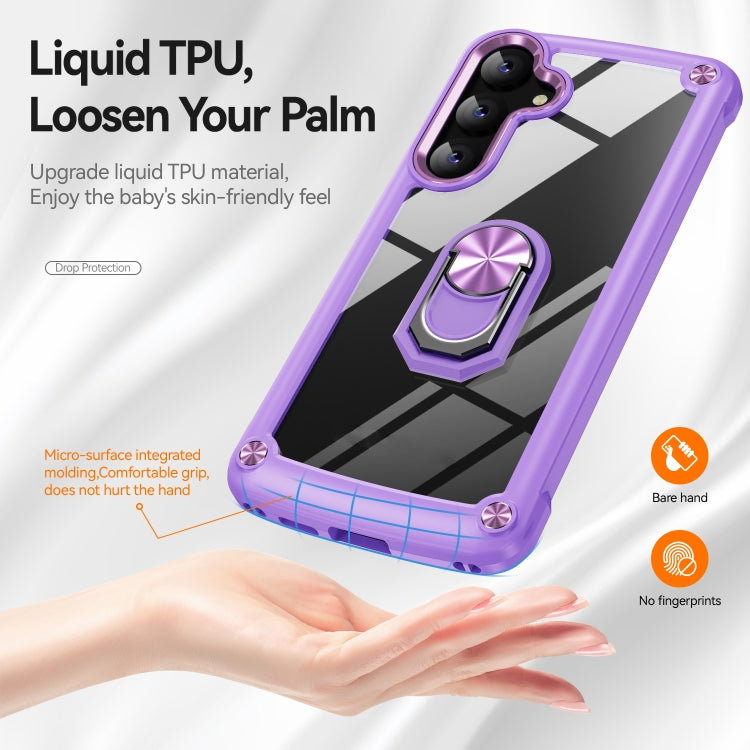 For Samsung Galaxy S25+ 5G TPU + PC Lens Protection Phone Case with Ring Holder(Purple) - Galaxy S25+ 5G Cases by PMC Jewellery | Online Shopping South Africa | PMC Jewellery | Buy Now Pay Later Mobicred