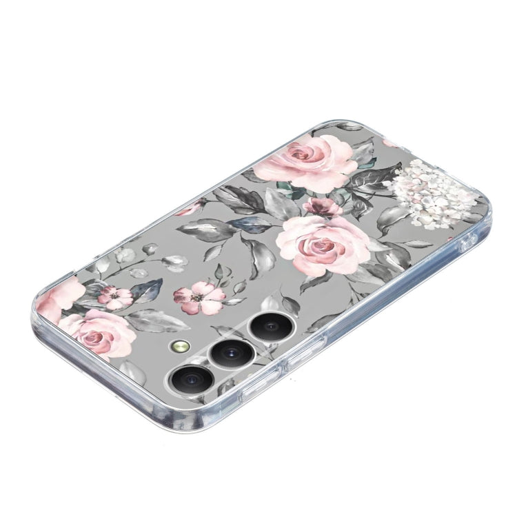 For Samsung Galaxy S25 5G Colorful Painting Pattern TPU Phone Case(Flowers On Grey) - Galaxy S25 5G Cases by PMC Jewellery | Online Shopping South Africa | PMC Jewellery | Buy Now Pay Later Mobicred