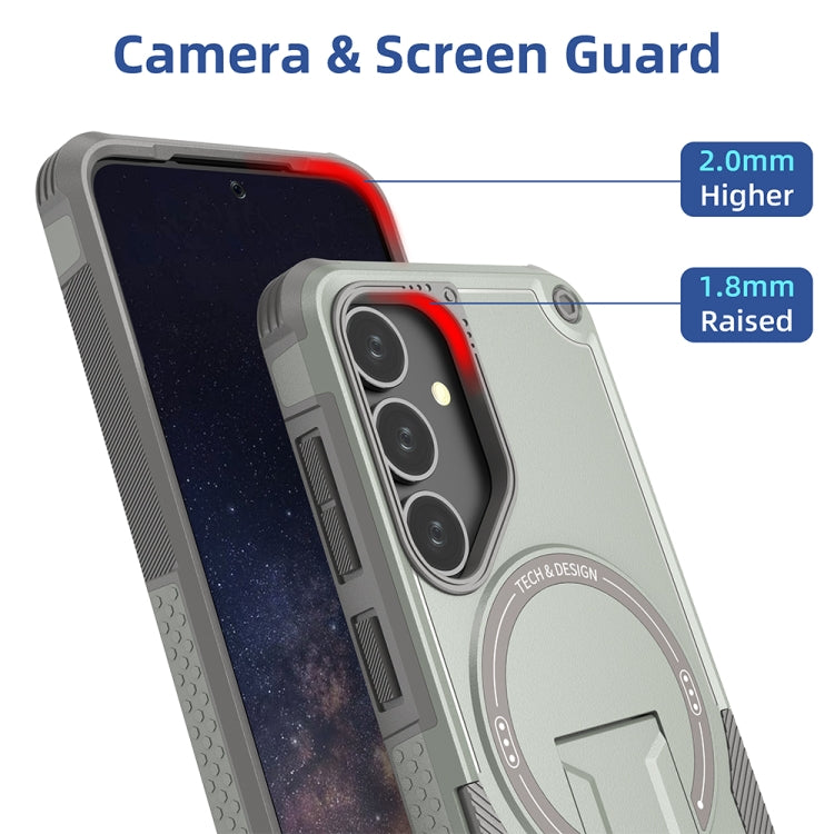 For Samsung Galaxy S24+ 5G / S25+ 5G Armor MagSafe Holder PC Hybrid TPU Phone Case(Grey) - Galaxy S25+ 5G Cases by PMC Jewellery | Online Shopping South Africa | PMC Jewellery | Buy Now Pay Later Mobicred