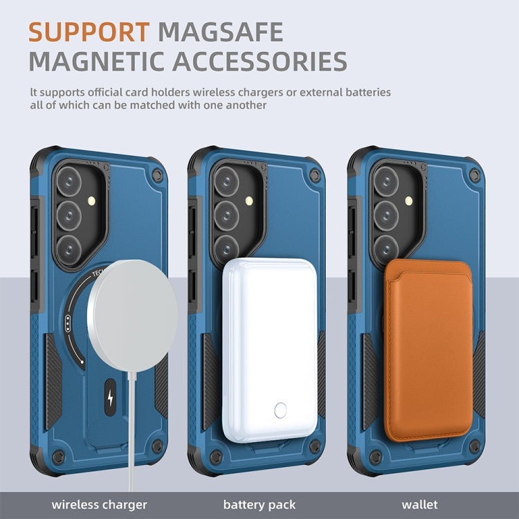 For Samsung Galaxy S24+ 5G / S25+ 5G Armor MagSafe Holder PC Hybrid TPU Phone Case(Dark Blue) - Galaxy S25+ 5G Cases by PMC Jewellery | Online Shopping South Africa | PMC Jewellery | Buy Now Pay Later Mobicred