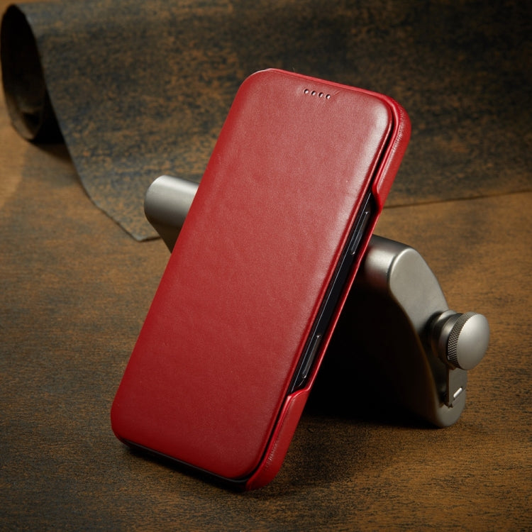 For iPhone 16 Pro Max Fierre Shann Top Layer Cowhide Business Magnetic Leather Phone Case(Red) - iPhone 16 Pro Max Cases by FIERRE SHANN | Online Shopping South Africa | PMC Jewellery | Buy Now Pay Later Mobicred