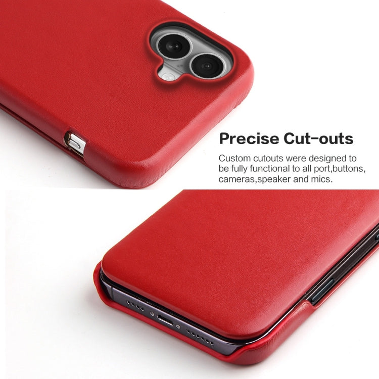 For iPhone 16 Plus Fierre Shann Top Layer Cowhide Business Magnetic Leather Phone Case(Red) - iPhone 16 Plus Cases by FIERRE SHANN | Online Shopping South Africa | PMC Jewellery | Buy Now Pay Later Mobicred