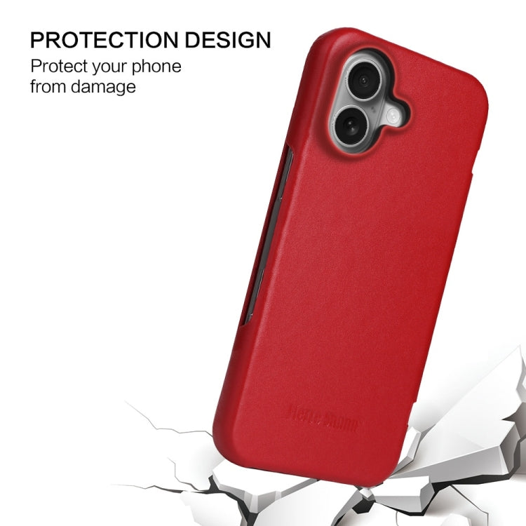 For iPhone 16 Fierre Shann Top Layer Cowhide Business Magnetic Leather Phone Case(Red) - iPhone 16 Cases by FIERRE SHANN | Online Shopping South Africa | PMC Jewellery | Buy Now Pay Later Mobicred