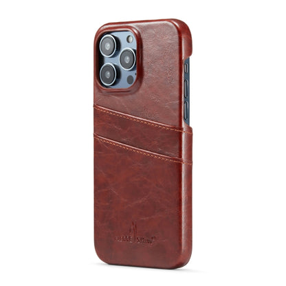 For iPhone 16 Pro Fierre Shann Retro Oil Wax Texture Card Slots PU Leather Phone Case(Brown) - iPhone 16 Pro Cases by FIERRE SHANN | Online Shopping South Africa | PMC Jewellery | Buy Now Pay Later Mobicred