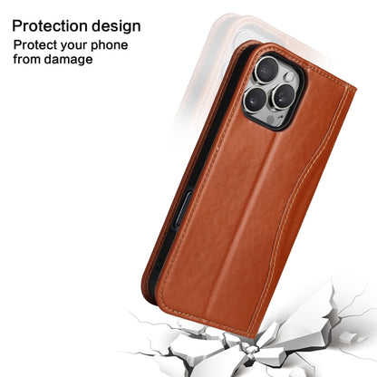 For iPhone 16 Pro Max Fierre Shann Cowhide Leather Flip Leather Phone Case(Brown) - iPhone 16 Pro Max Cases by FIERRE SHANN | Online Shopping South Africa | PMC Jewellery | Buy Now Pay Later Mobicred