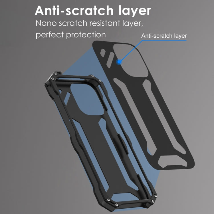 For iPhone 16 Pro R-JUST RJ-17 Shockproof Armor Hollow Metal Phone Case(Black) - iPhone 16 Pro Cases by R-JUST | Online Shopping South Africa | PMC Jewellery | Buy Now Pay Later Mobicred