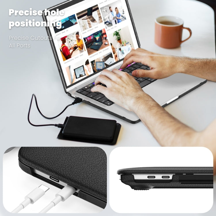 For MacBook Pro 13.3 inch M1 A2338 Business Magnetic Holder PC + PU Laptop Protective Case(Black) - MacBook Pro Cases by PMC Jewellery | Online Shopping South Africa | PMC Jewellery | Buy Now Pay Later Mobicred