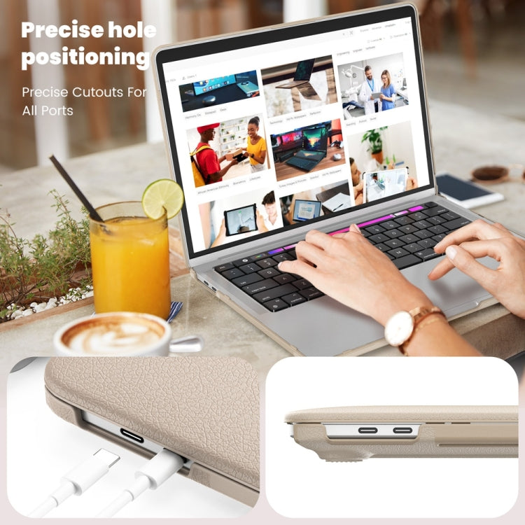 For MacBook Pro 13.3 inch M1 A2338 Business Magnetic Holder PC + PU Laptop Protective Case(Gold) - MacBook Pro Cases by PMC Jewellery | Online Shopping South Africa | PMC Jewellery | Buy Now Pay Later Mobicred