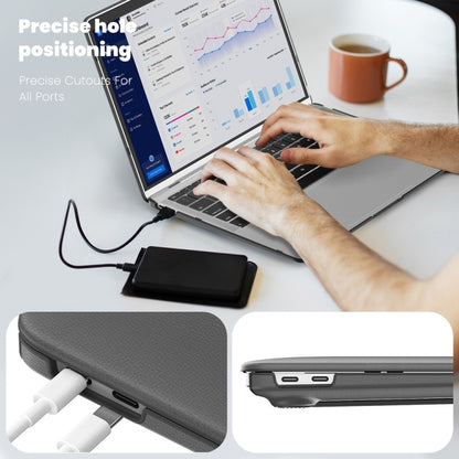 For MacBook Air 13.3 inch A2337 Business Magnetic Holder PC + PU Laptop Protective Case(Grey) - MacBook Air Cases by PMC Jewellery | Online Shopping South Africa | PMC Jewellery | Buy Now Pay Later Mobicred