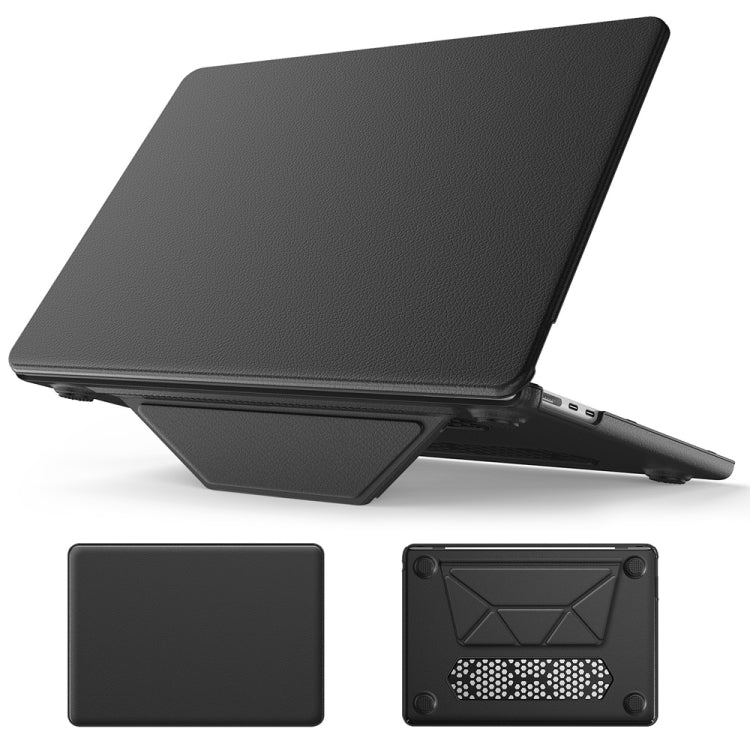 For MacBook Air 13.6 inch A3113 / A2681 Business Magnetic Holder PC + PU Laptop Protective Case(Black) - MacBook Air Cases by PMC Jewellery | Online Shopping South Africa | PMC Jewellery | Buy Now Pay Later Mobicred