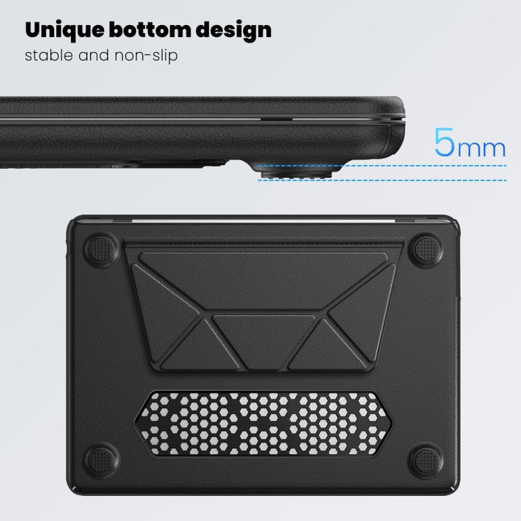 For MacBook Air 13.6 inch A3113 / A2681 Business Magnetic Holder PC + PU Laptop Protective Case(Black) - MacBook Air Cases by PMC Jewellery | Online Shopping South Africa | PMC Jewellery | Buy Now Pay Later Mobicred