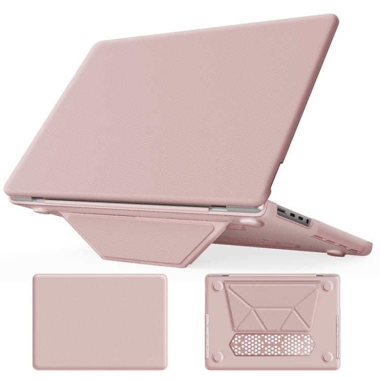 For MacBook Pro 14 inch A2918 / A2992 Business Magnetic Holder PC + PU Laptop Protective Case(Pink) - MacBook Pro Cases by PMC Jewellery | Online Shopping South Africa | PMC Jewellery | Buy Now Pay Later Mobicred