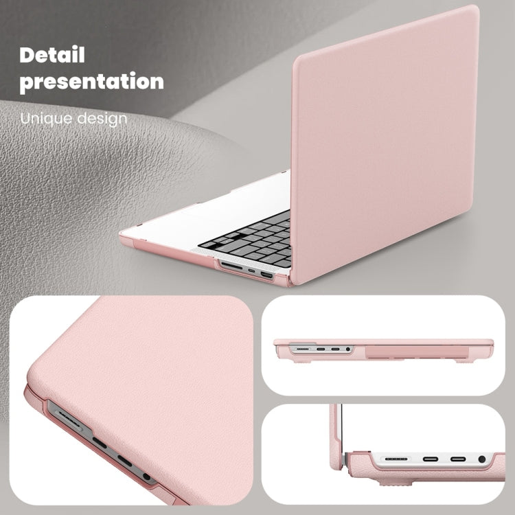 For MacBook Pro 14 inch A2918 / A2992 Business Magnetic Holder PC + PU Laptop Protective Case(Pink) - MacBook Pro Cases by PMC Jewellery | Online Shopping South Africa | PMC Jewellery | Buy Now Pay Later Mobicred