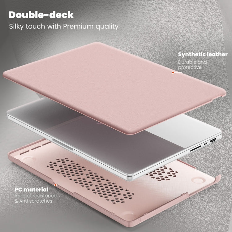 For MacBook Pro 14 inch A2918 / A2992 Business Magnetic Holder PC + PU Laptop Protective Case(Pink) - MacBook Pro Cases by PMC Jewellery | Online Shopping South Africa | PMC Jewellery | Buy Now Pay Later Mobicred