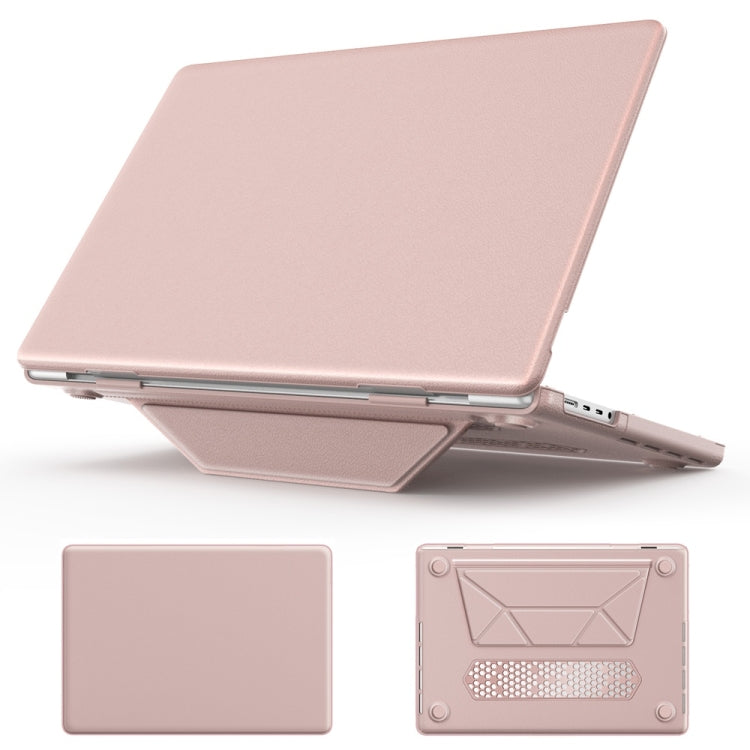 For MacBook Pro 16.2 inch A2991 / A2485 Business Magnetic Holder PC + PU Laptop Protective Case(Pink) - MacBook Pro Cases by PMC Jewellery | Online Shopping South Africa | PMC Jewellery | Buy Now Pay Later Mobicred