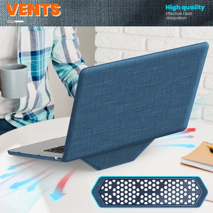 For MacBook Air 15.3 inch A3114 / A2941 Fabric Magnetic Holder Laptop Protective Case(Navy Blue) - MacBook Air Cases by PMC Jewellery | Online Shopping South Africa | PMC Jewellery | Buy Now Pay Later Mobicred