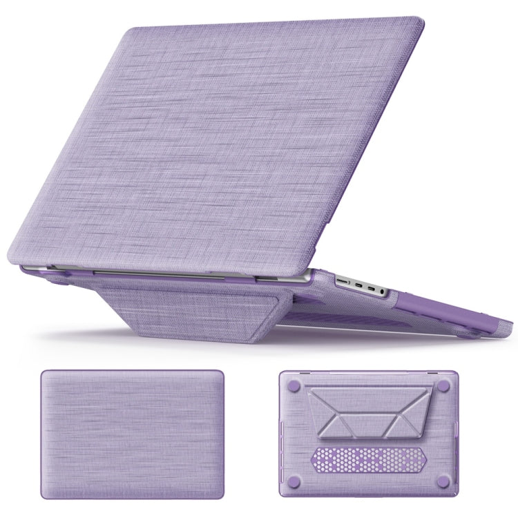 For MacBook Pro 16.2 inch A2991 / A2485 Fabric Magnetic Holder Laptop Protective Case(Purple) - MacBook Pro Cases by PMC Jewellery | Online Shopping South Africa | PMC Jewellery | Buy Now Pay Later Mobicred