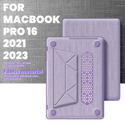 For MacBook Pro 16.2 inch A2991 / A2485 Fabric Magnetic Holder Laptop Protective Case(Purple) - MacBook Pro Cases by PMC Jewellery | Online Shopping South Africa | PMC Jewellery | Buy Now Pay Later Mobicred