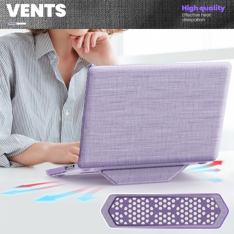 For MacBook Pro 16.2 inch A2991 / A2485 Fabric Magnetic Holder Laptop Protective Case(Purple) - MacBook Pro Cases by PMC Jewellery | Online Shopping South Africa | PMC Jewellery | Buy Now Pay Later Mobicred