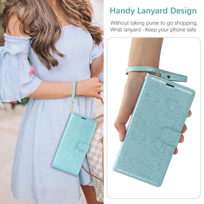 For Samsung Galaxy S25+ 5G Peony Flowers Imprint Leather Phone Case(Sky Blue) - Galaxy S25+ 5G Cases by PMC Jewellery | Online Shopping South Africa | PMC Jewellery | Buy Now Pay Later Mobicred