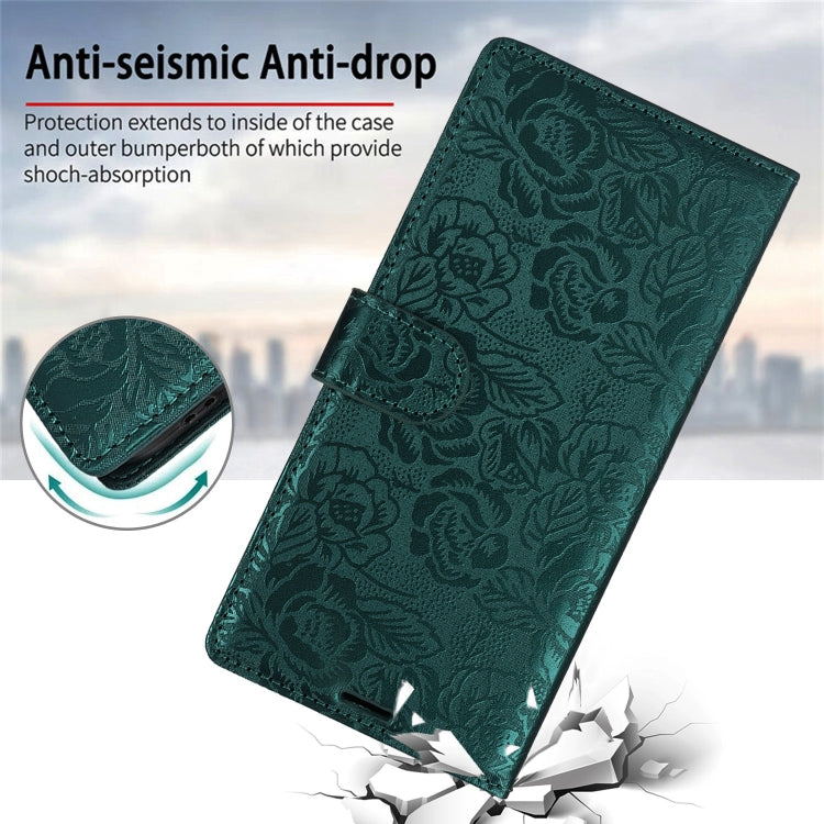 For Samsung Galaxy S25 Ultra 5G Peony Flowers Imprint Leather Phone Case(Green) - Galaxy S25 Ultra 5G Cases by PMC Jewellery | Online Shopping South Africa | PMC Jewellery | Buy Now Pay Later Mobicred