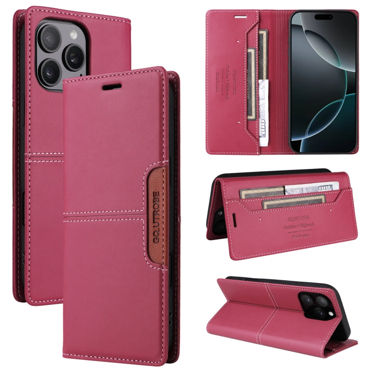 For iPhone 16 Pro Max GQUTROBE G01 RFID Anti-theft Leather Phone Case(Red) - iPhone 16 Pro Max Cases by GQUTROBE | Online Shopping South Africa | PMC Jewellery | Buy Now Pay Later Mobicred