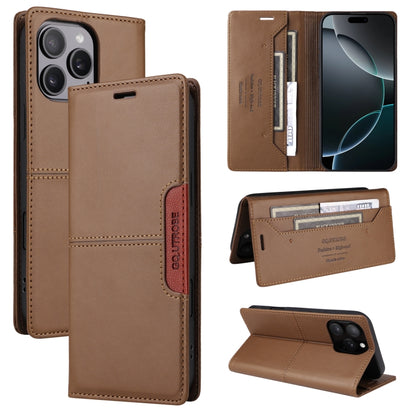 For iPhone 16 Pro Max GQUTROBE G01 RFID Anti-theft Leather Phone Case(Brown) - iPhone 16 Pro Max Cases by GQUTROBE | Online Shopping South Africa | PMC Jewellery | Buy Now Pay Later Mobicred