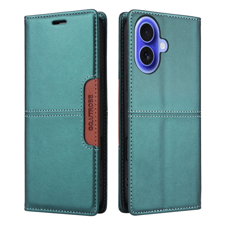 For iPhone 16 GQUTROBE G01 RFID Anti-theft Leather Phone Case(Green) - iPhone 16 Cases by GQUTROBE | Online Shopping South Africa | PMC Jewellery | Buy Now Pay Later Mobicred