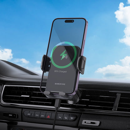 Borofone H220 Leader Car Air Outlet Automatic Induction Wireless Fast Charging Phone Holder(Black Grey) - Wireless Charger Holders by Borofone | Online Shopping South Africa | PMC Jewellery | Buy Now Pay Later Mobicred