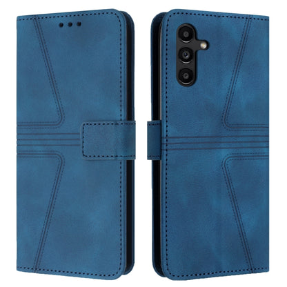 For Samsung Galaxy S25+5G Triangle Solid Color Leather Phone Case(Blue) - Galaxy S25+ 5G Cases by PMC Jewellery | Online Shopping South Africa | PMC Jewellery | Buy Now Pay Later Mobicred