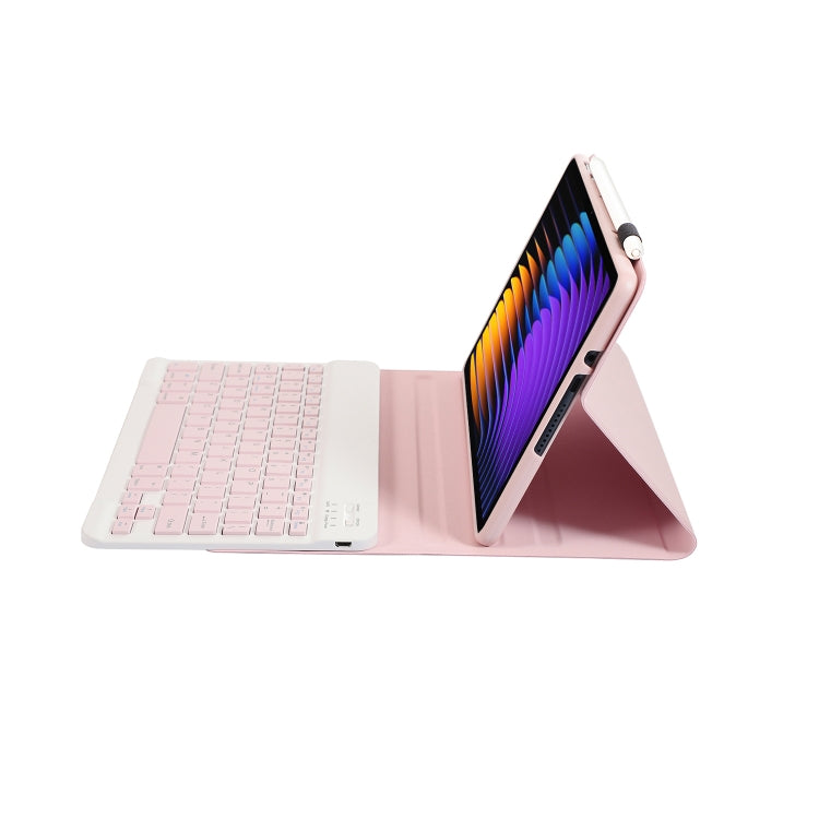 For Xiaomi Pad 7 / 7 Pro 11.2 inch A0N13 Ultra-thin Detachable Bluetooth Keyboard Leather Tablet Case(Pink White) - Others Keyboard by PMC Jewellery | Online Shopping South Africa | PMC Jewellery | Buy Now Pay Later Mobicred