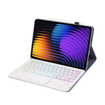 For Xiaomi Pad 7 / 7 Pro 11.2 inch A0N13-AS Ultra-thin Detachable Backlight Bluetooth Keyboard Leather Tablet Case with Touchpad(Lavender White) - Others Keyboard by PMC Jewellery | Online Shopping South Africa | PMC Jewellery | Buy Now Pay Later Mobicred