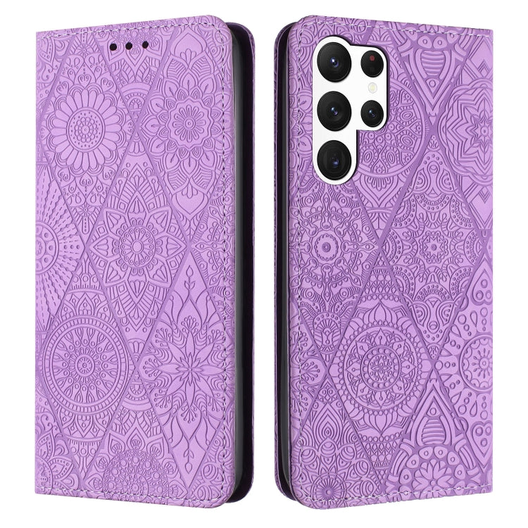 For Samsung Galaxy S25 Ultra 5G Ethnic Embossed Adsorption Leather Phone Case(Purple) - Galaxy S25 Ultra 5G Cases by PMC Jewellery | Online Shopping South Africa | PMC Jewellery | Buy Now Pay Later Mobicred