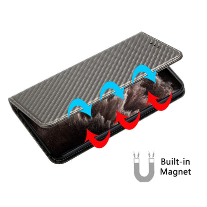 For Samsung Galaxy S25+ 5G Carbon Fiber Texture Magnetic Flip Leather Phone Case(Grey) - Galaxy S25+ 5G Cases by PMC Jewellery | Online Shopping South Africa | PMC Jewellery | Buy Now Pay Later Mobicred