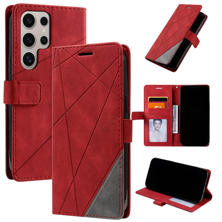 For Samsung Galaxy S25 Ultra 5G Skin Feel Splicing Leather Phone Case(Red) - Galaxy S25 Ultra 5G Cases by PMC Jewellery | Online Shopping South Africa | PMC Jewellery | Buy Now Pay Later Mobicred