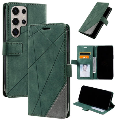 For Samsung Galaxy S25 Ultra 5G Skin Feel Splicing Leather Phone Case(Green) - Galaxy S25 Ultra 5G Cases by PMC Jewellery | Online Shopping South Africa | PMC Jewellery | Buy Now Pay Later Mobicred