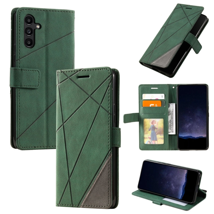 For Samsung Galaxy S25+ 5G Skin Feel Splicing Leather Phone Case(Green) - Galaxy S25+ 5G Cases by PMC Jewellery | Online Shopping South Africa | PMC Jewellery | Buy Now Pay Later Mobicred