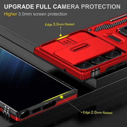 For Samsung Galaxy S25 Ultra 5G Armor PC Hybrid TPU Camera Shield Phone Case(Red) - Galaxy S25 Ultra 5G Cases by PMC Jewellery | Online Shopping South Africa | PMC Jewellery | Buy Now Pay Later Mobicred