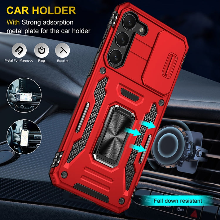 For Samsung Galaxy S25 5G Armor PC Hybrid TPU Camera Shield Phone Case(Red) - Galaxy S25 5G Cases by PMC Jewellery | Online Shopping South Africa | PMC Jewellery | Buy Now Pay Later Mobicred