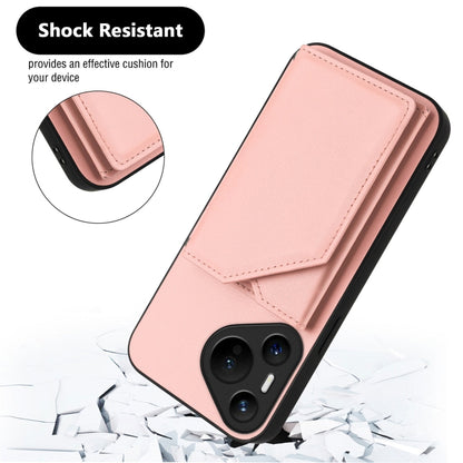 For Huawei Pura 70 Skin Feel Four Card Slots Phone Case with Wrist Strap(Pink) - Huawei Cases by PMC Jewellery | Online Shopping South Africa | PMC Jewellery | Buy Now Pay Later Mobicred