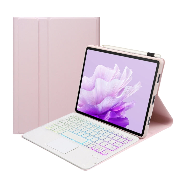 For Huawei MatePad 11.5 S 2024 AH20-AS Ultra-thin Detachable Backlight Bluetooth Keyboard Leather Tablet Case with Touchpad(Pink White) - Others Keyboard by PMC Jewellery | Online Shopping South Africa | PMC Jewellery | Buy Now Pay Later Mobicred