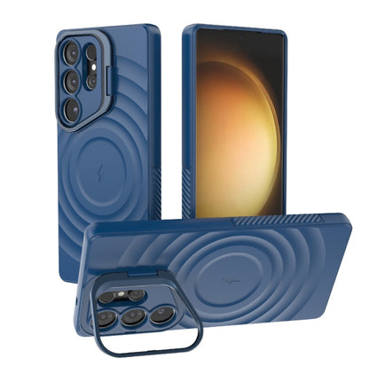 For Samsung Galaxy S25 Ultra 5G Lens Frame Bracket Corrugated MagSafe Phone Case(Dark Blue) - Galaxy S25 Ultra 5G Cases by PMC Jewellery | Online Shopping South Africa | PMC Jewellery | Buy Now Pay Later Mobicred