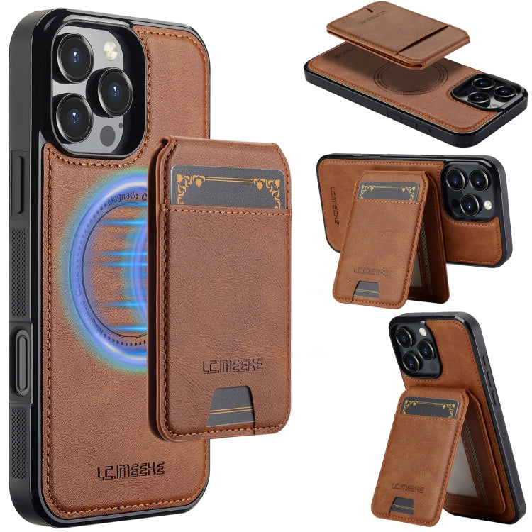 For iPhone 16 Pro LC.IMEEKE L3 Series Detachable RFID Card Bag Magsafe Phone Case(Brown) - iPhone 16 Pro Cases by LC.IMEEKE | Online Shopping South Africa | PMC Jewellery | Buy Now Pay Later Mobicred