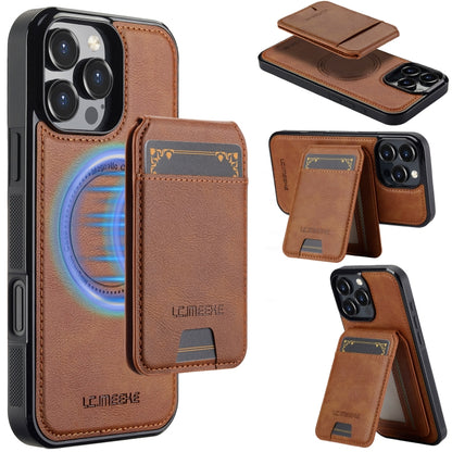 For iPhone 16 Pro LC.IMEEKE L3 Series Detachable RFID Card Bag Magsafe Phone Case(Brown) - iPhone 16 Pro Cases by LC.IMEEKE | Online Shopping South Africa | PMC Jewellery | Buy Now Pay Later Mobicred