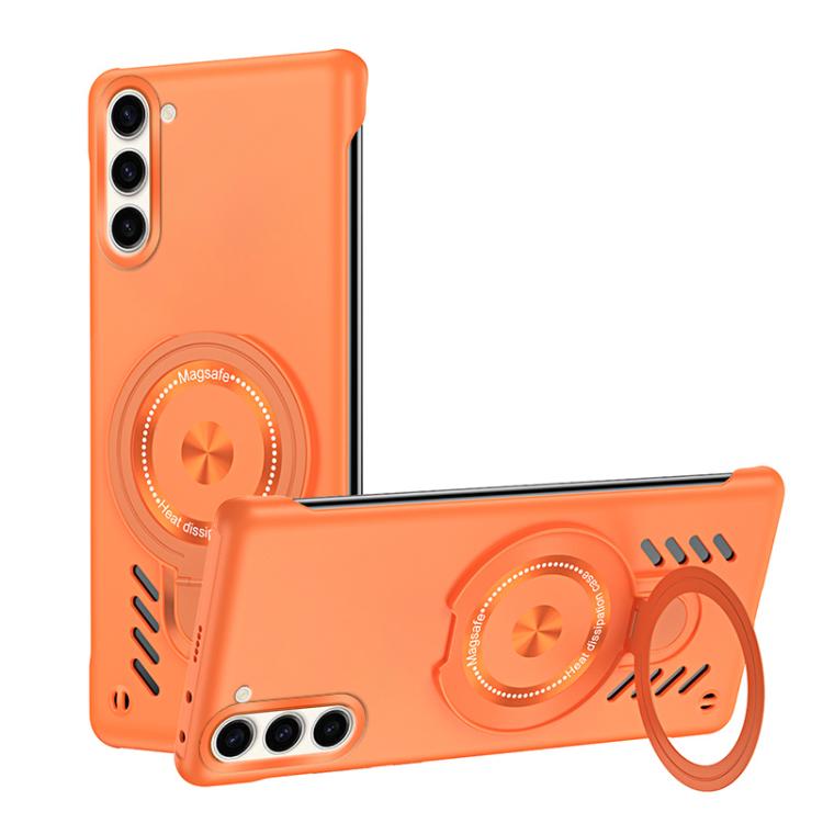 For Samsung Galaxy S25 5G Ice Sense Series Graphene Cooling MagSafe Holder Phone Case(Orange) - Galaxy S25 5G Cases by PMC Jewellery | Online Shopping South Africa | PMC Jewellery | Buy Now Pay Later Mobicred