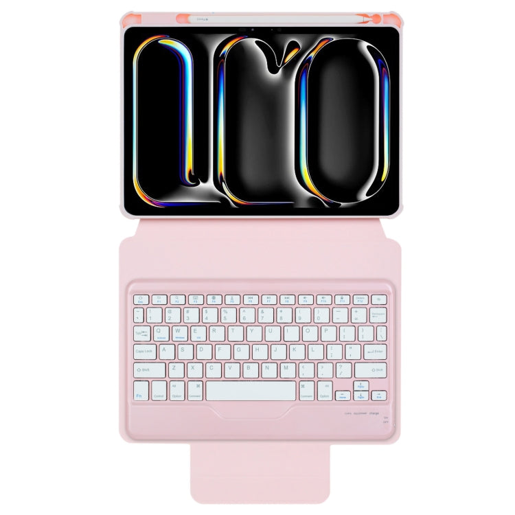 For iPad Pro 11 2024 L13-B 360 Rotation Acrylic Transparent Bluetooth Keyboard Leather Case(Pink) - For iPad Pro by PMC Jewellery | Online Shopping South Africa | PMC Jewellery | Buy Now Pay Later Mobicred