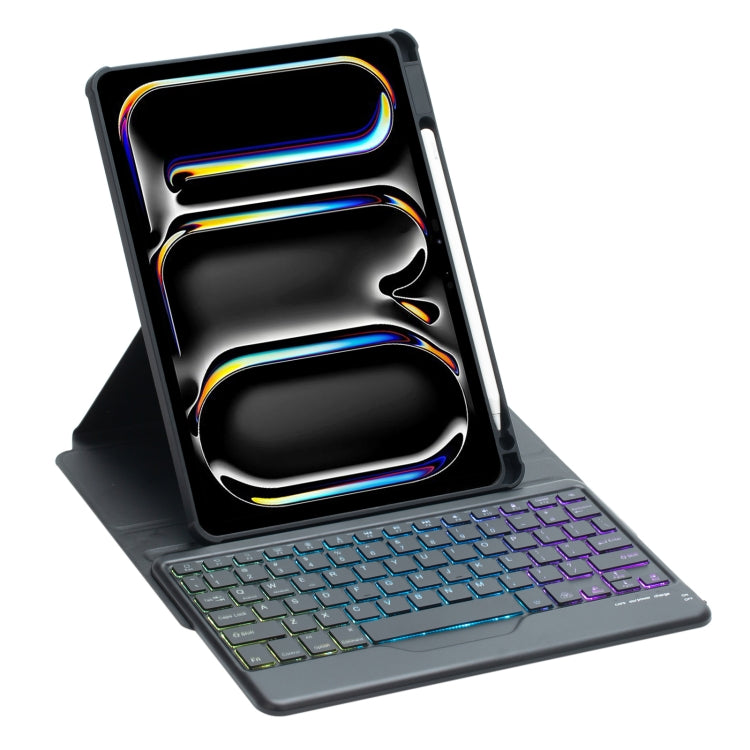 For iPad Pro 11 2024 L13-BS 360 Rotation Acrylic Transparent Bluetooth Keyboard Leather Case with Backlight(Black) - For iPad Pro by PMC Jewellery | Online Shopping South Africa | PMC Jewellery | Buy Now Pay Later Mobicred